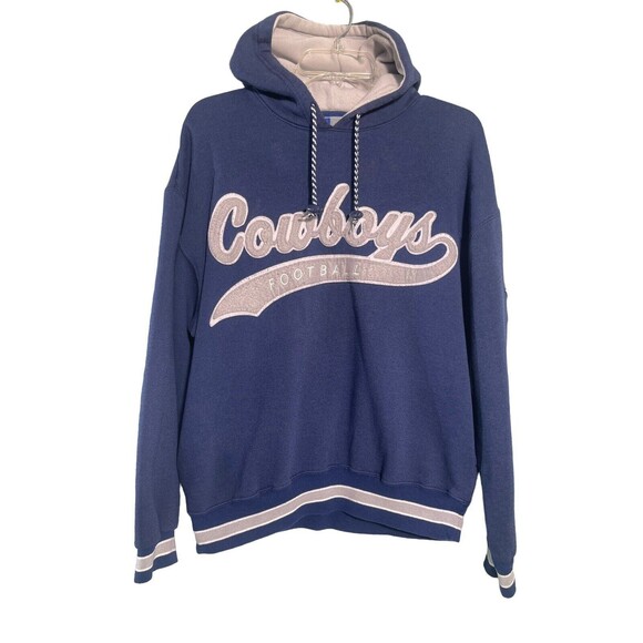 Vintage Starter Dallas Cowboys Script‎ Hoodie Sweatshirt Pockets 90s Sz M - Picture 1 of 16